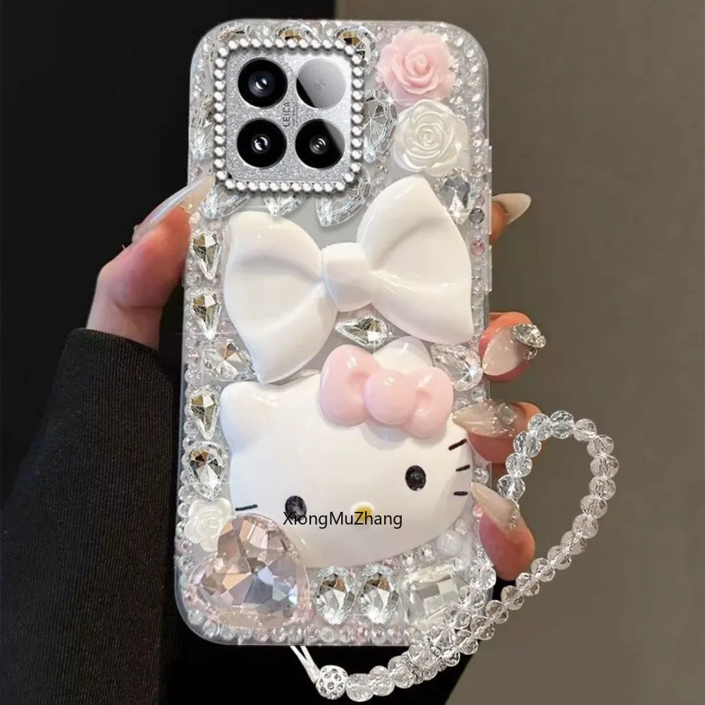 Für Xiaomi 17 Pro Max Hello Kitty Diamant-Schmetterling-Blumen-Handgelenkskette-Hülle für Xiaomi Mi17 18 Pro 16 15 14 13 12 11 Rückseiten-Cover – Detail 1