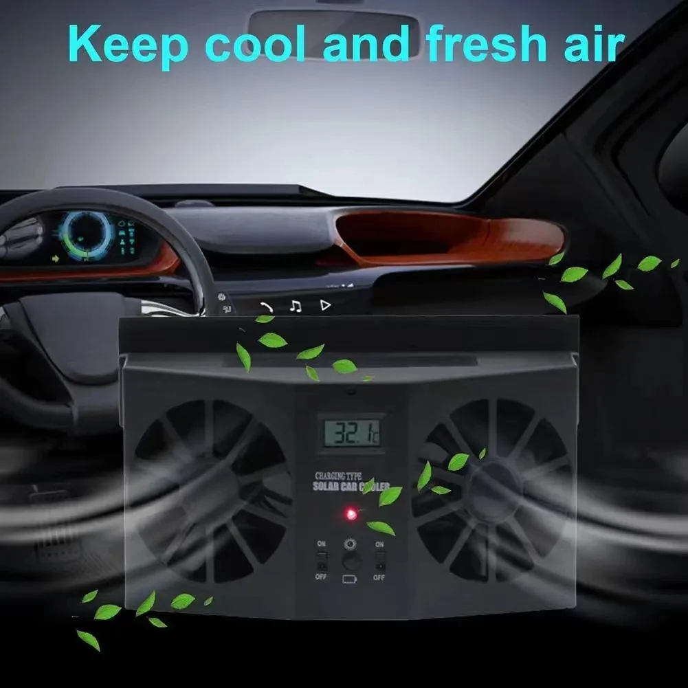 12V Car Ventilation Fan Solar Sun Power Window Auto Ventilator Cooler Air Radiator Vent Rubber WITHOUT BATTERY