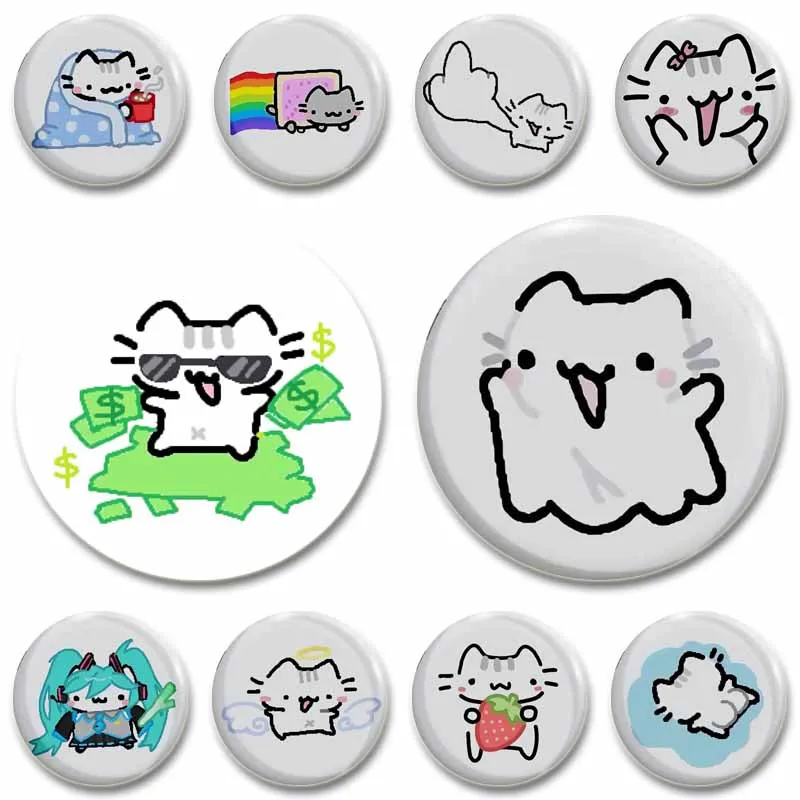 

Funny Basiilleaf Cats Soft Button Pins Cartoon Round Cosplay Badges Fashion Jewelry Accessory DIY Bag Clothes Decor Brooch Gifts