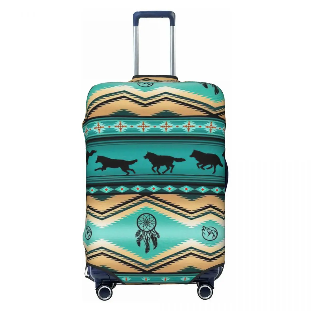 

Wolves Turquoise Green Print Luggage Protective Dust Covers Elastic Waterproof 18-32inch Suitcase Cover Travel Accessories