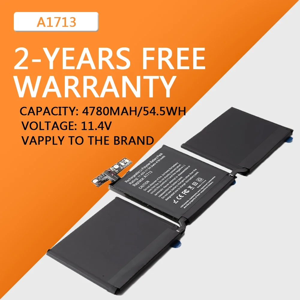 

A1713 Laptop Battery For Apple MacBook Pro 13'' Inch A1708 2016-2017 Year MPXQ2LL/A EMC2978 EMC3164 MLL42LL/A 020-00946