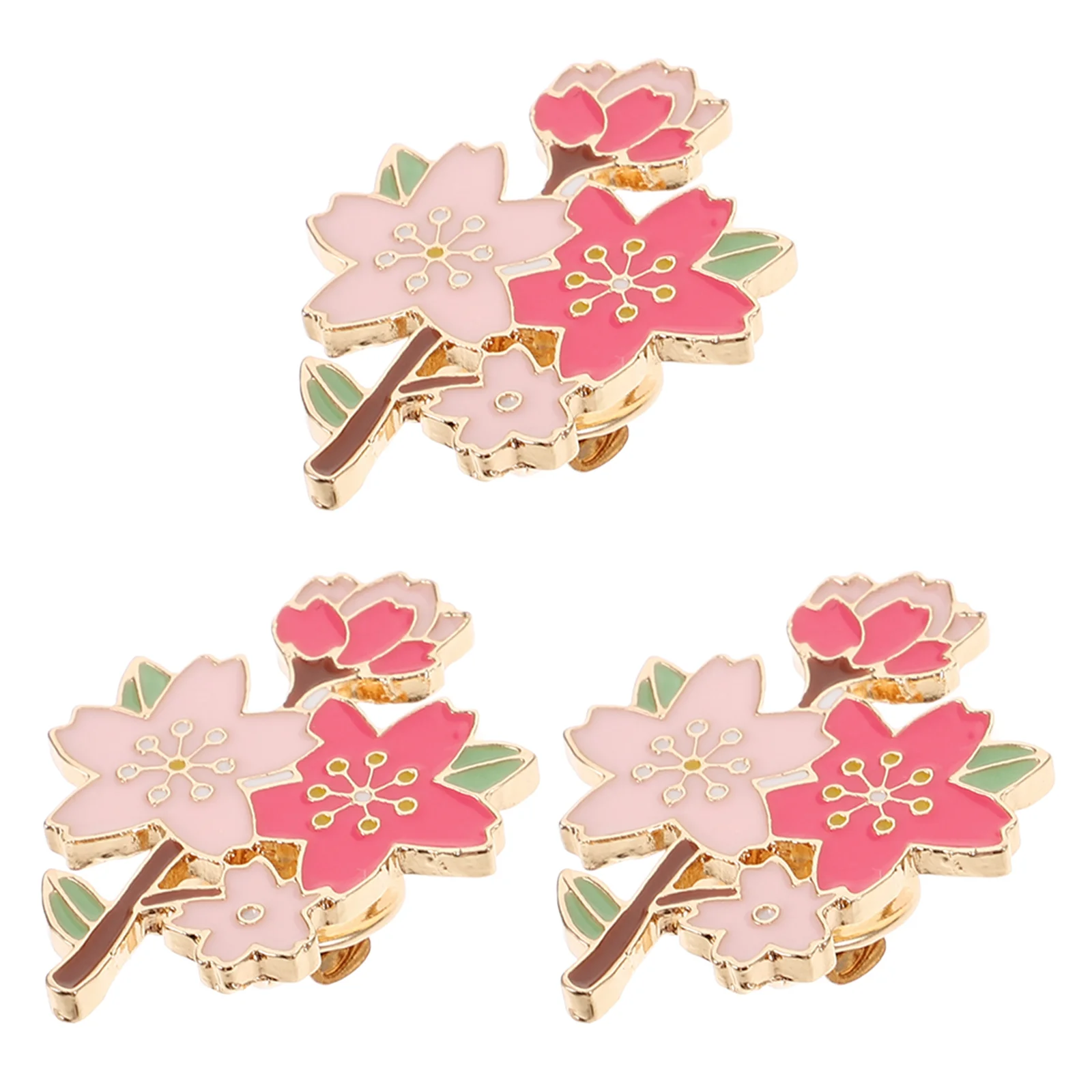 3 قطعة زهر الكرز بروش دبابيس أنيقة المعادن زهرة التلبيب دبوس للنساء ملابس عصرية حقيبة قبعة الديكور المينا الجمالية