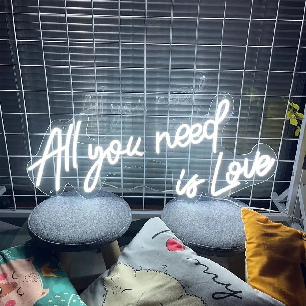All You Need Is Love English Letters Led Neon Light Flexible Acrylic Back Panel Interior Decoration Wedding Scene Modeling Light