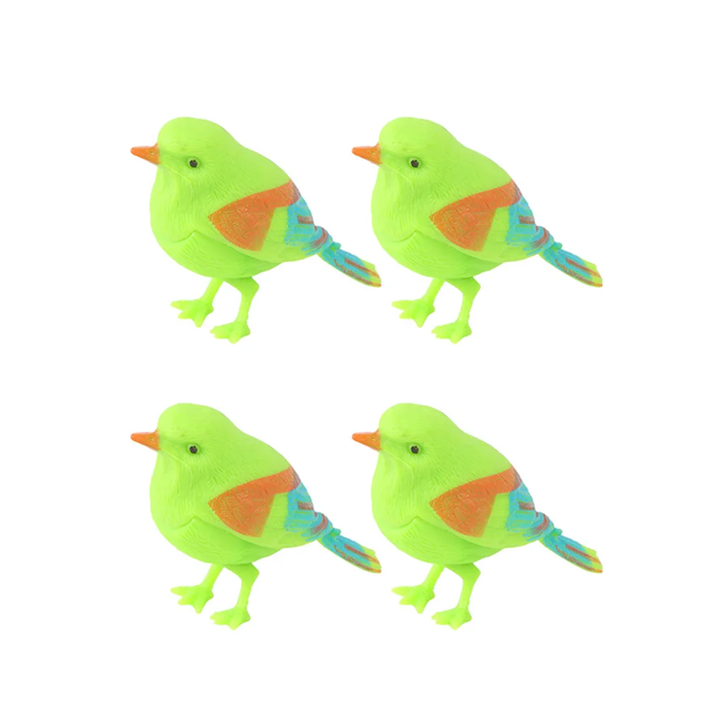 

4 Pcs Voice Control Bird Toy Toys Baby Sound Little Simulation Chirping For Kids Statue Decorate Colorful Singing Abs Child