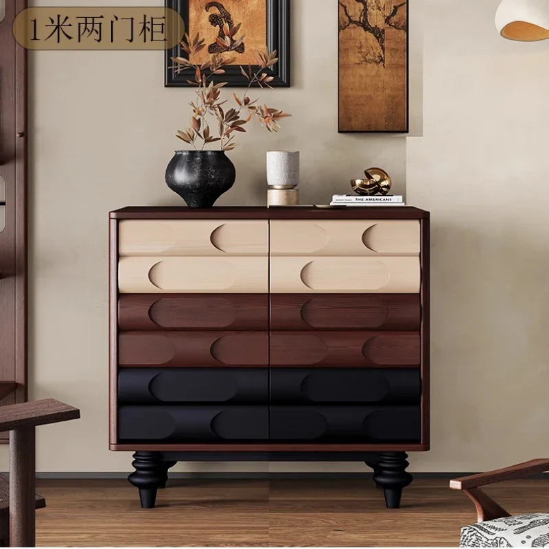 خزانة ملابس متوسطة لغرفة المعيشة، حذاء فرنسي عتيق من الخشب الصلب لتزيين غرفة المعيشة، أثاث منظم جانبي للشرفة #6