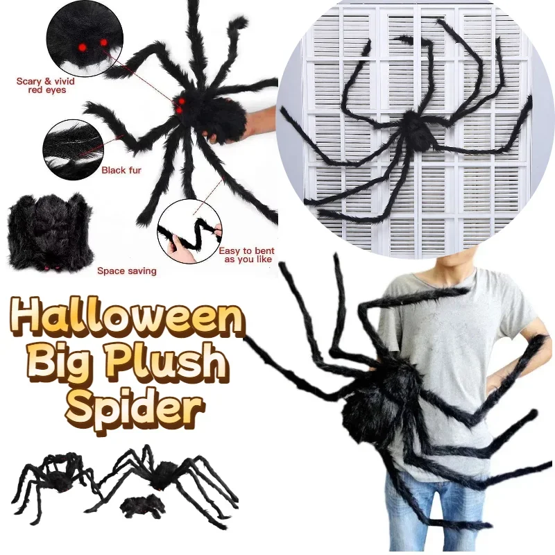 

2025 Halloween Giant Realistic Spider Decoration Prop, Halloween Decor for Indoor Courtyard Party,30-200cm