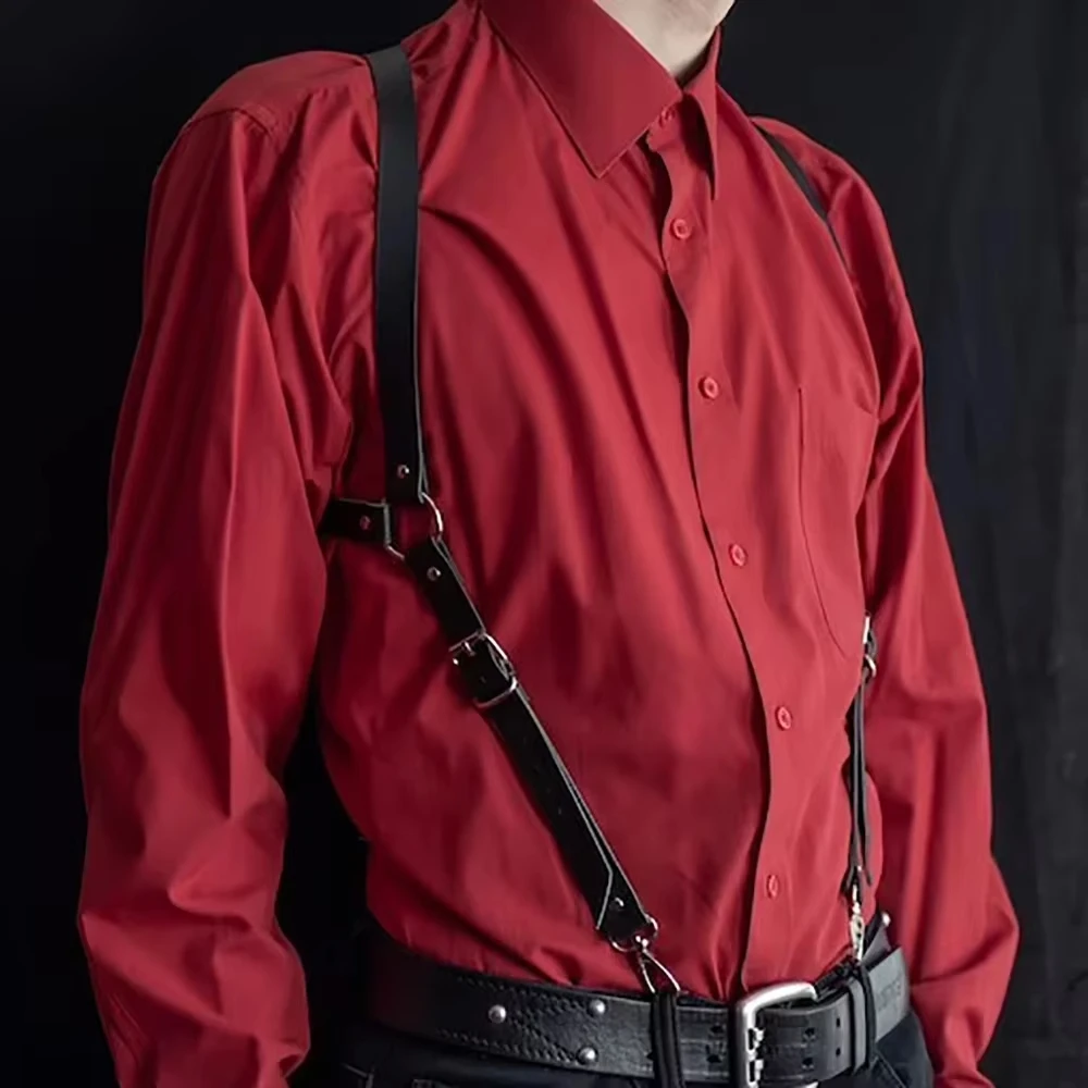 Men PU Leather Harness Tops Belt, Male Clothes Body Chest Harness Belts Suspenders Gothic Punk Costumes