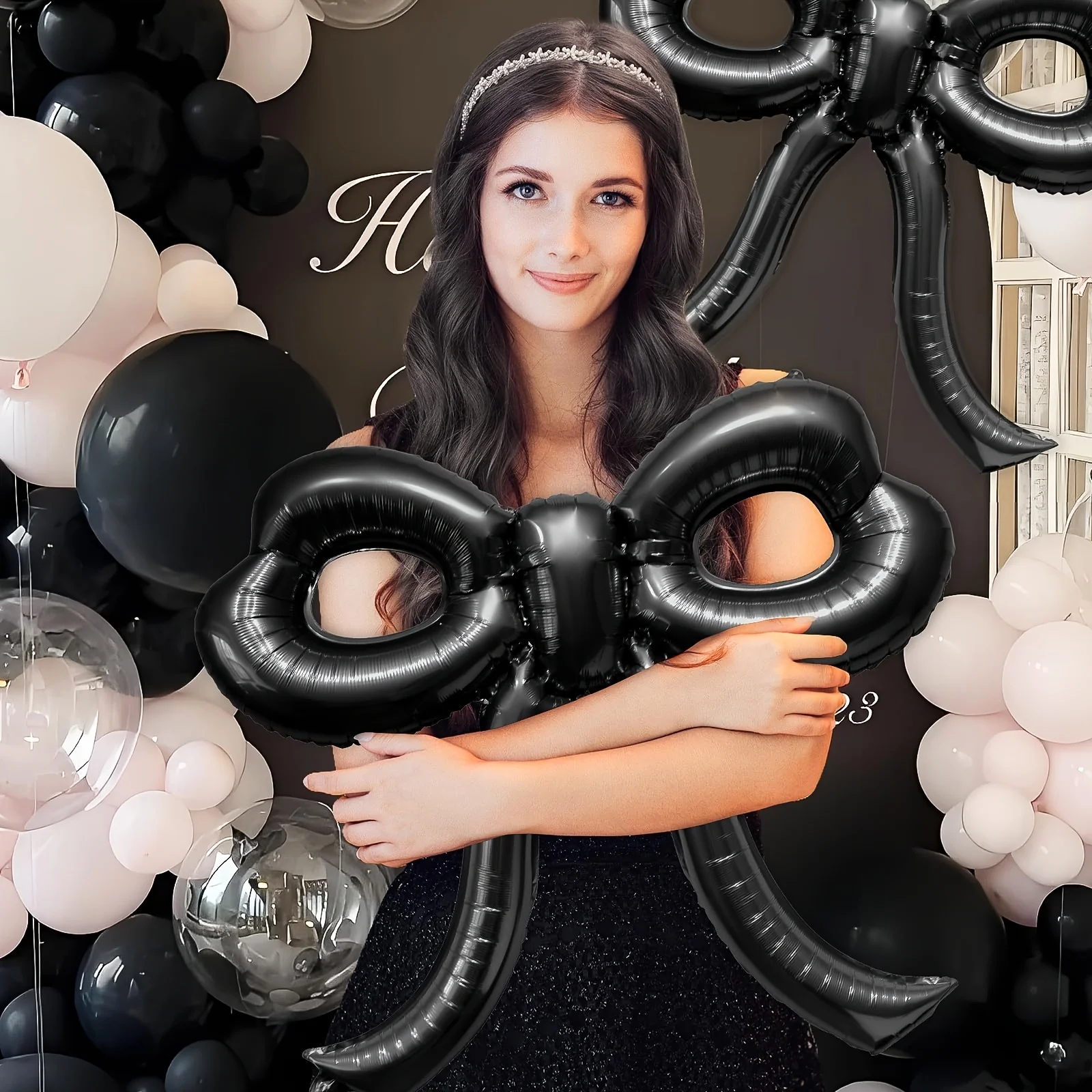 4/8 قطعة بالونات القوس الوردي والأسود والأزرق القوس زينة الحفلات لاستحمام الطفل وأعياد الميلاد والخطوبة والزفاف ومستلزمات حفلات ديكو