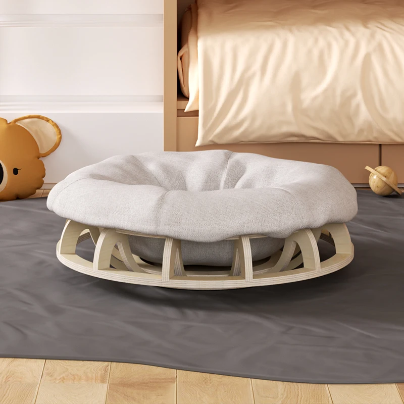 

Self-Developed Luxury Cute Pet Bed House Custom Solid Wood Round Pet Dog Bed Comfortable Warm Bed for Cats