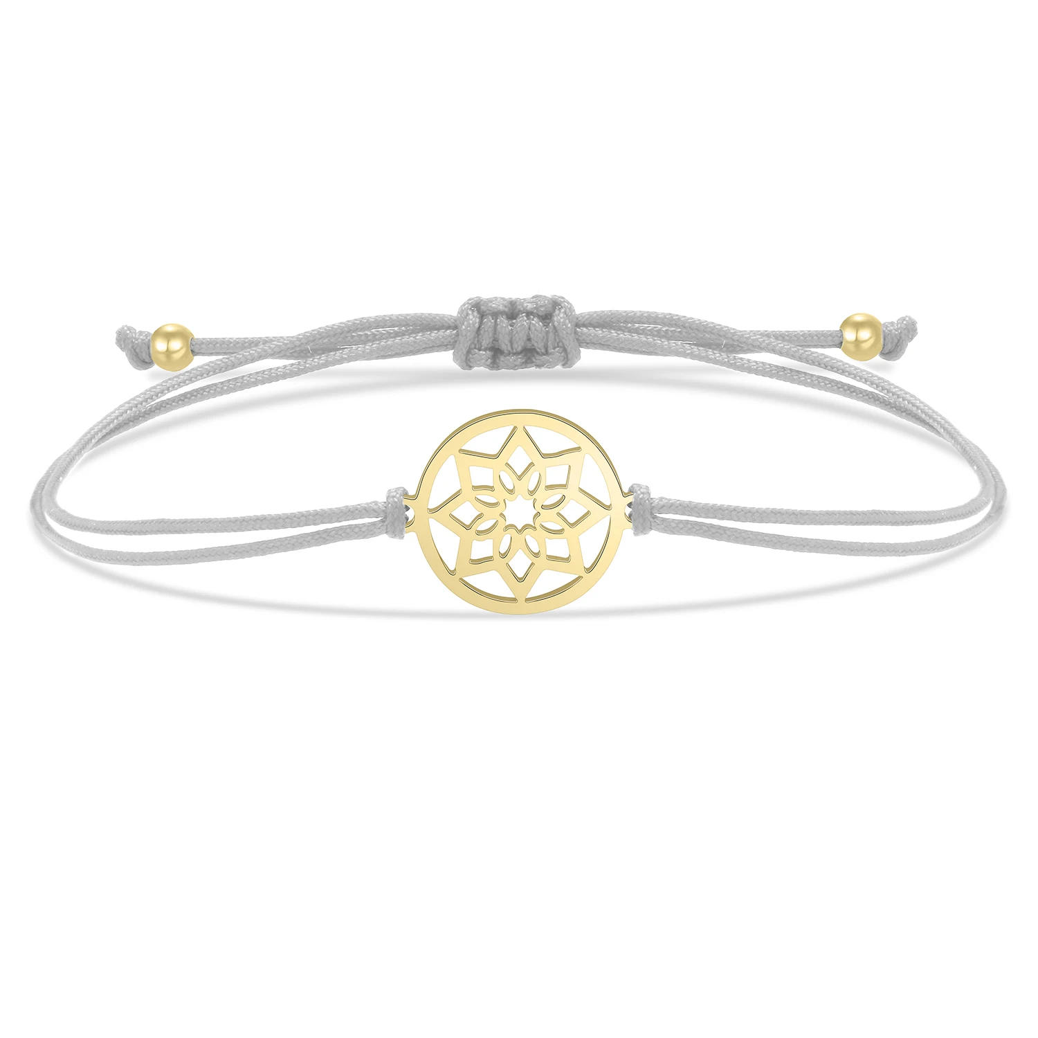 Gold-plated Stainless Steel Delicate Polished  Indian Dreamcatcher Lucky Charm Bracelet Women Girl Red String Protect Jewelry
