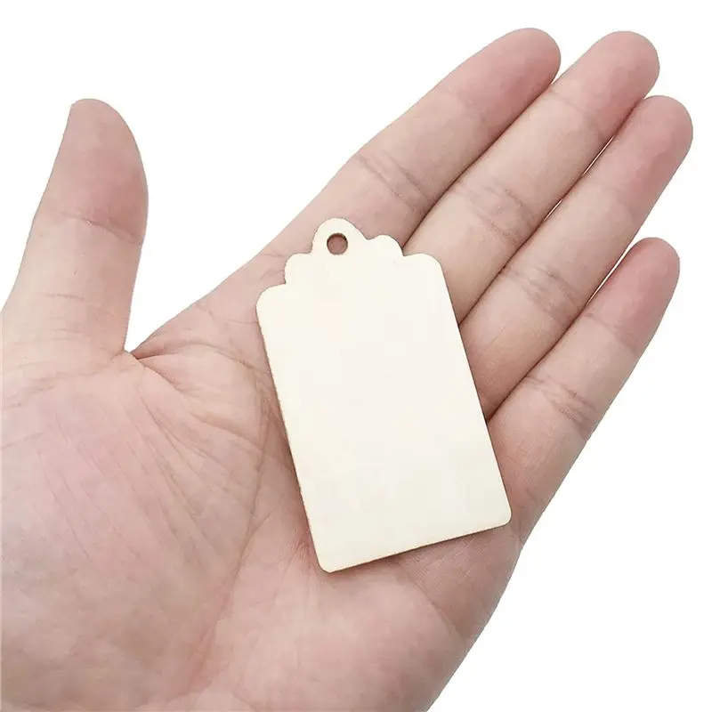 Limited Stock-FF 600 Pcs Wood Tag, 2.7 X 1.5 Inch Unfinished Wooden Tags With Hole,For Hanging & Wedding Decor,Craft Projects