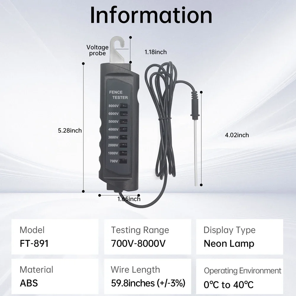 Electric Fence Tester 700-8000V Electronic Fence Pulse Voltage Detector Ultimate Safety Suitable for Horse Enthusiasts Dairy