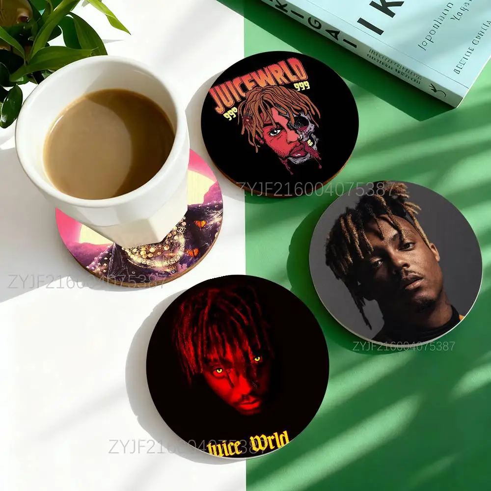 

Rapper J-Juice W-Wrld Round Wooden Coasters For Cute Design Suitable for Drinks Tea,Coffee Home Choice for Any Holidays