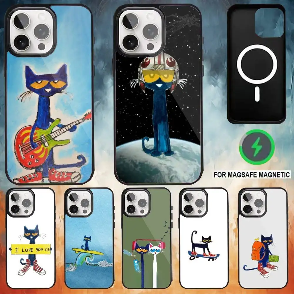 

P-Pete Cat Cute Phone Case For iPhone17,16,15,14,13,12,11 Plus,Pro Max Magnetic For Magsafe Wireless Charging