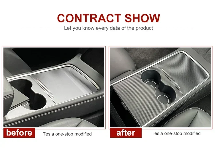 Real Carbon Fiber Center Console Cover For Tesla Model Y 3 Central Control Panel Trim True Carbon Interior Accessories 2021-2023