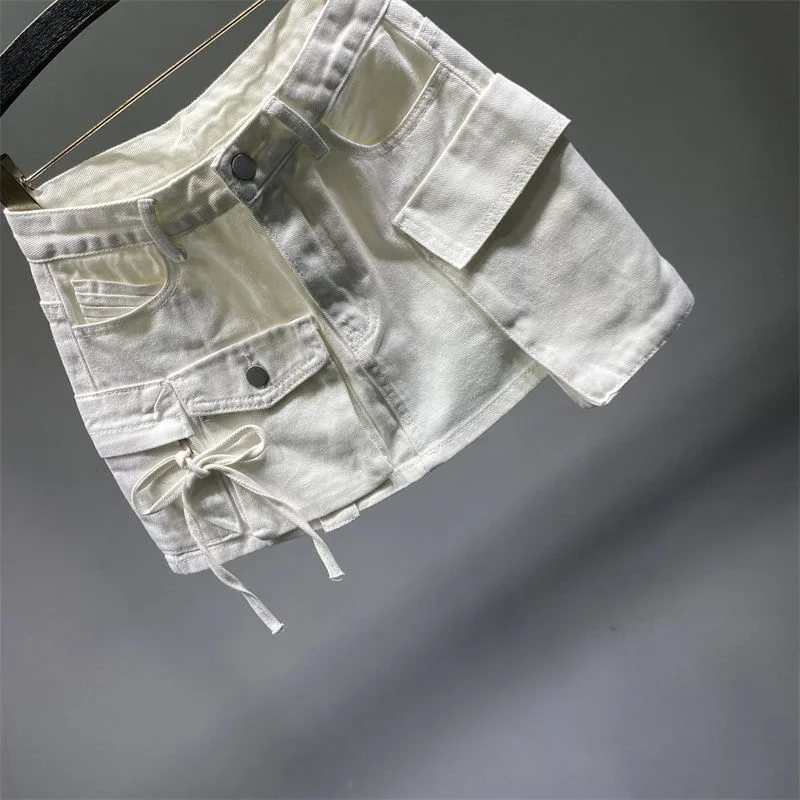 TPJB Irregular Pocket Cargo Dress Denim Skirt Women Clothing Summer Sexy A-line Hip Skirts Female Bottoms Streetwear