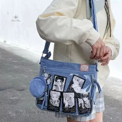 Y2K-Moto Estilo Bolsa de Ombro para Mulheres, Individualidade Estética Ita Bag, Bolso Frontal Transparente, DIY Messenger Bag, Crossbody Bag, Moda