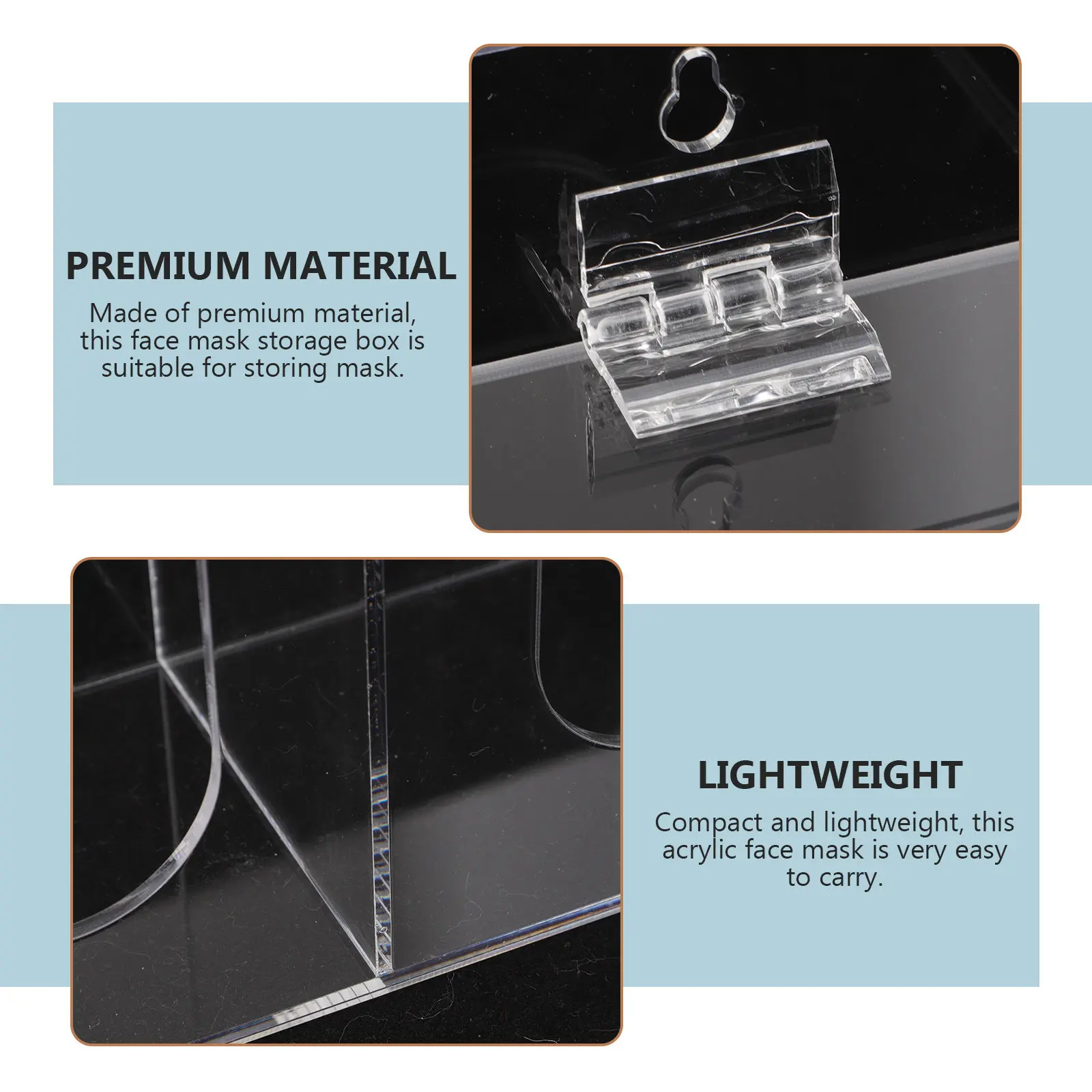 Transparent Acrylic Mask Dispenser Face Mask Storage Box Wall Mount Optional Portable Design Smooth Polished Surface