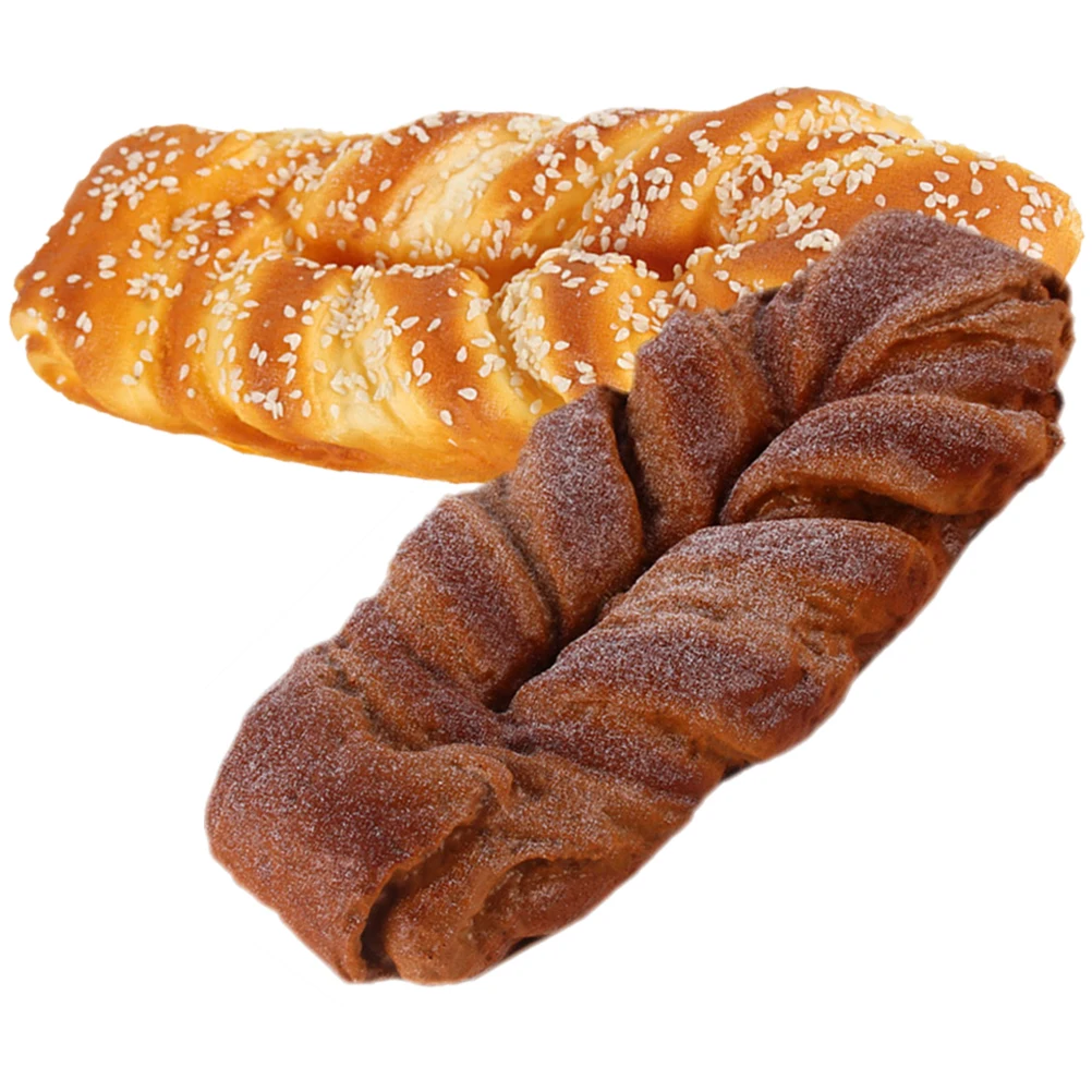 

2pcs Realistic Fake Food Prop Lifelike Pu Baking Decoration Display Shop Home Photography Cake Ornament Simulation Bread