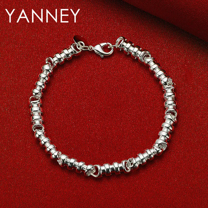 

New 925 Sterling Silver 8 Inches Classic Hip Hop Bracelet Men Women Fashion Charm Engagement Party Jewelry Gifts