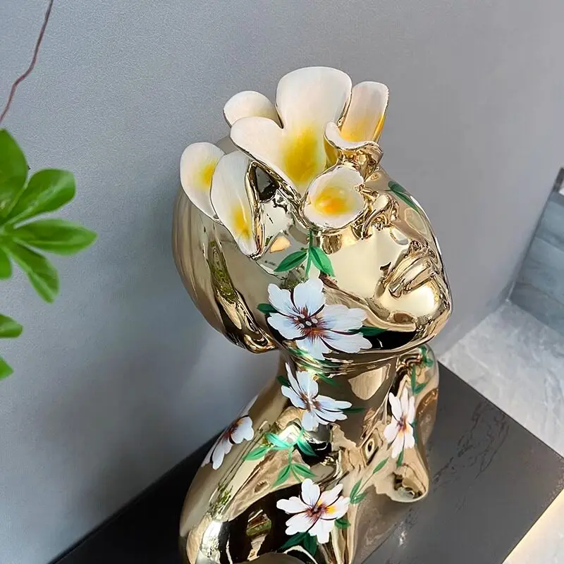 Nordic Bust Abstract Resin Figure Sculpture Living Room Exhibition Hall Painted Portrait Creative Home Decoration Ornaments
