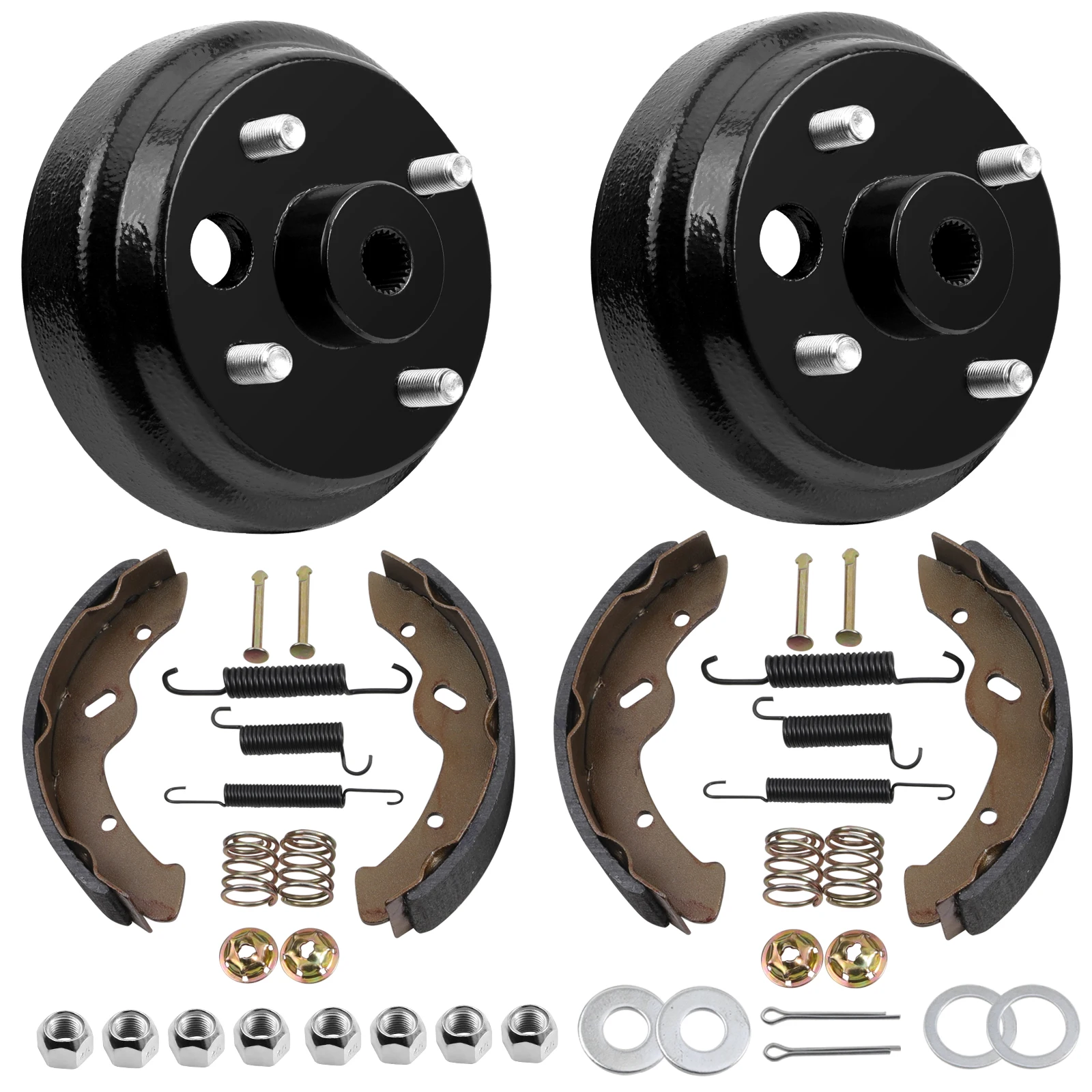 Roykaw Golf Cart Brake Hub Drum & Brake Shoes Kit for EZGO TXT 1996-up Electric, OEM# 19186G1, 70794G01, 70795G01, 27943G01