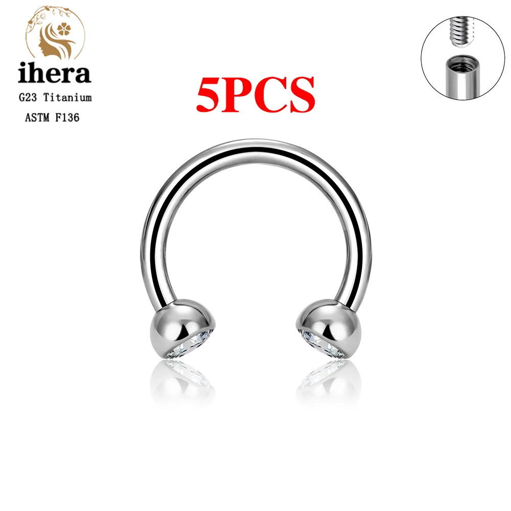 5/50PCS G23 Titanium Labret Lip Ring Interne Draad Septum Neusringen CZ 16G Stud Oorbellen Tragus Wenkbrauw Piercing Lichaam sieraden
