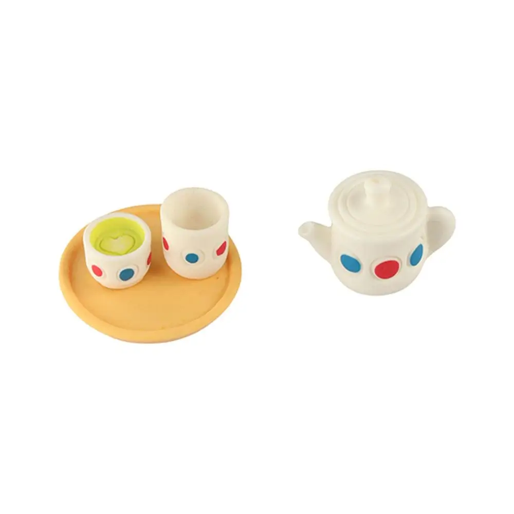 

Mini Tea Set Dollhouse Miniature Teapot Cups Set Resin Pour Over Kettle Dollhouse Mini Resin Kettle Cute Model