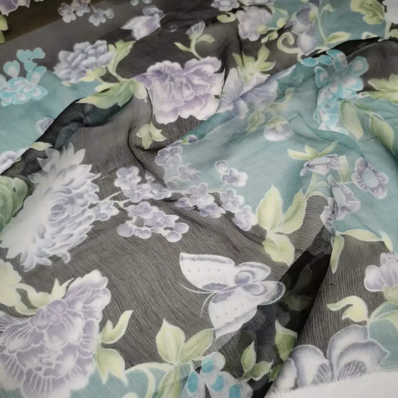 On Sale New Mulberry Silk Georgette Floral Printed Qualified 100% Silk Breathable Fabric