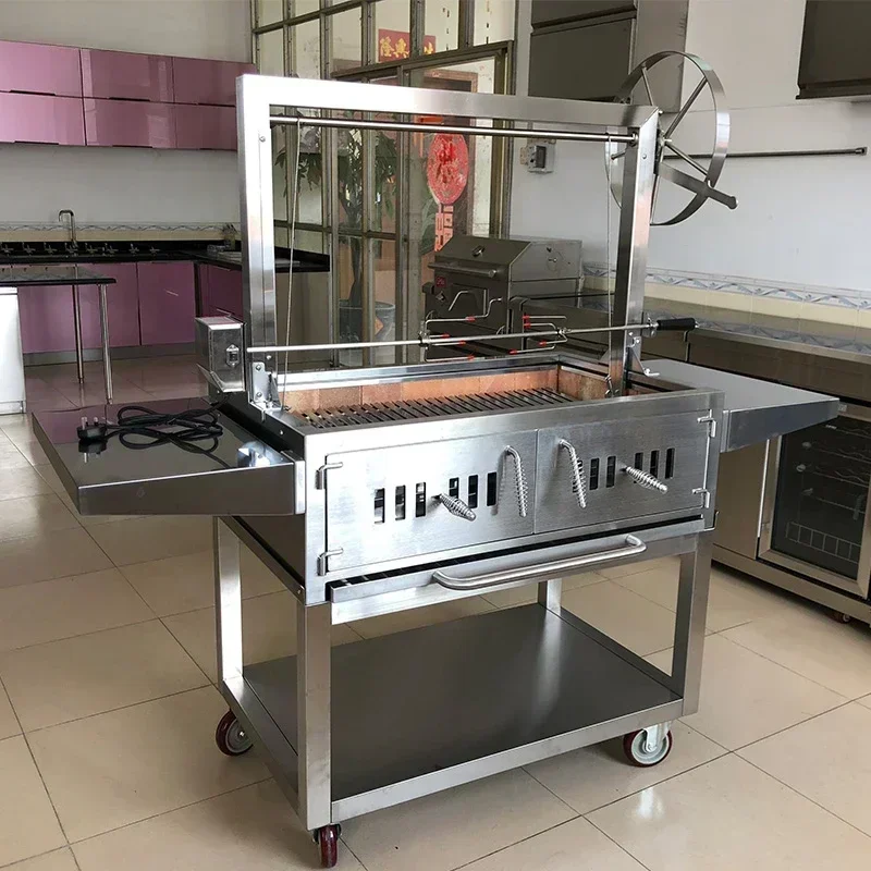 Amerikanischer BBQ-Grill, Verstärkter Großer Outdoor-Grill für Villa und Garten, Fleisch-Grillgerät mit Standfuß
