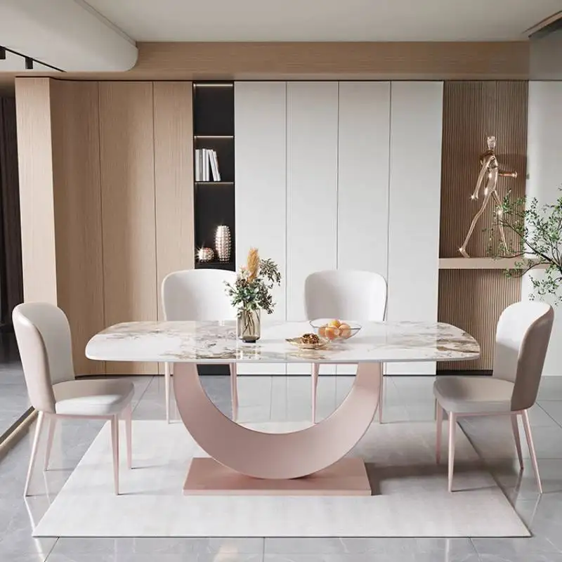 Designer Style Dining Tables Space Small Base Extending Luxury Dining Tables Modern Expandable Mesas Comedor Furniture For Home