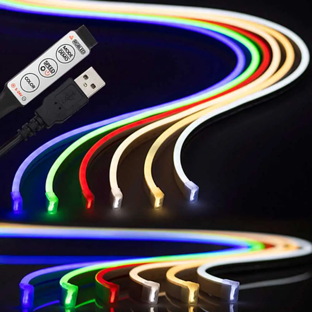 USB LED Light RGB Neon Strip 1M 2M 3M 4M 5M 5V Neon Tape For Home Decor LED Lights Decoration Lighting SMD3535 72LEDs/M