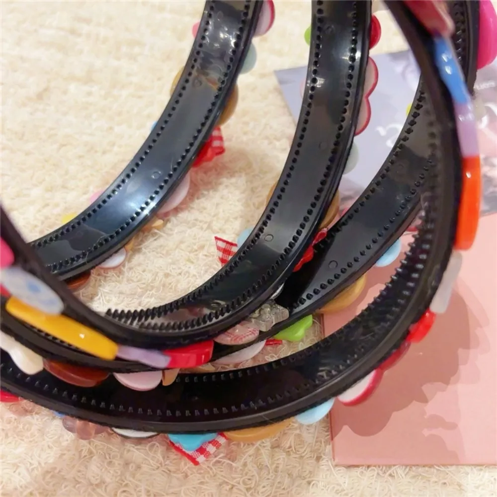 Dopamine สีปุ่มแถบคาดศีรษะ Y2k Headwear Childishness Hairband ล้างหน้าเกาหลีสไตล์โบว์ผม Hoop ภาพถ่าย Prop