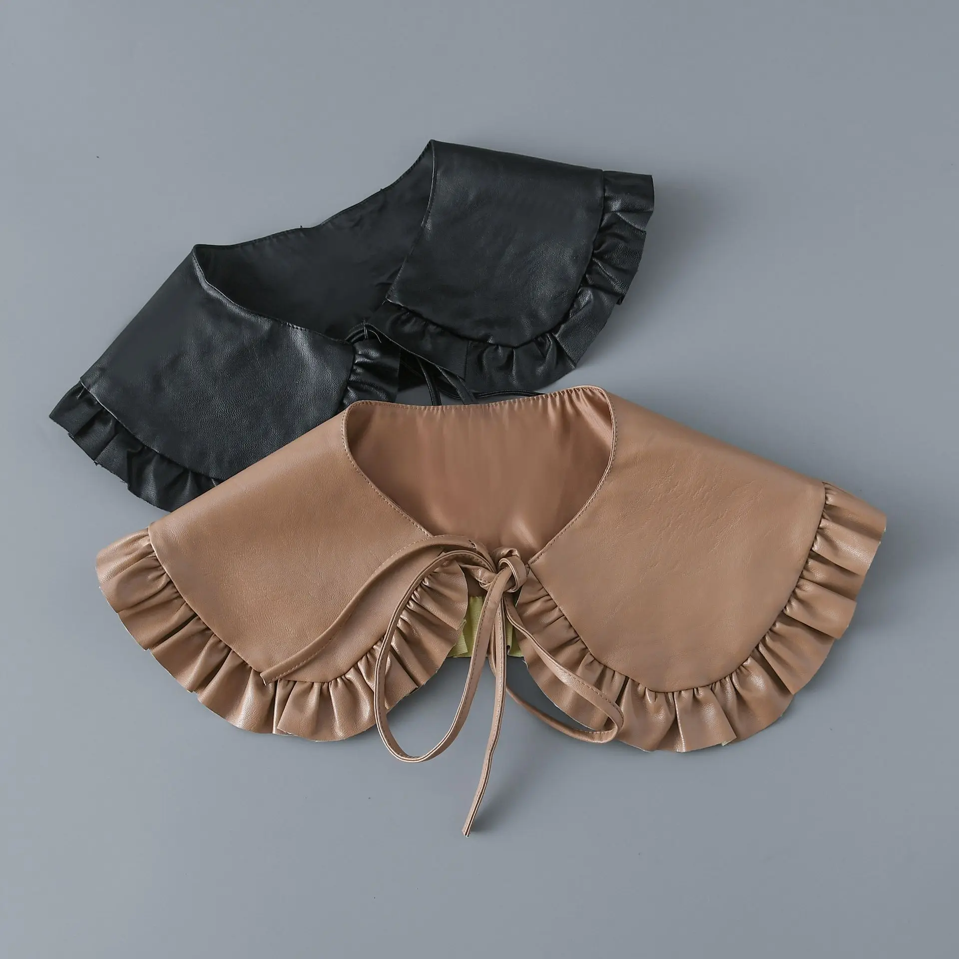 South Korea Dongmen Autumn and Winter New Fashion Style Doll Collar Fake Collar Lotus Leaf Edge Strap Leather Shawl