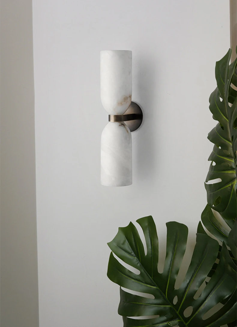 Real Marble Wall Light Gold Black Copper E14 Bulb For Indoor