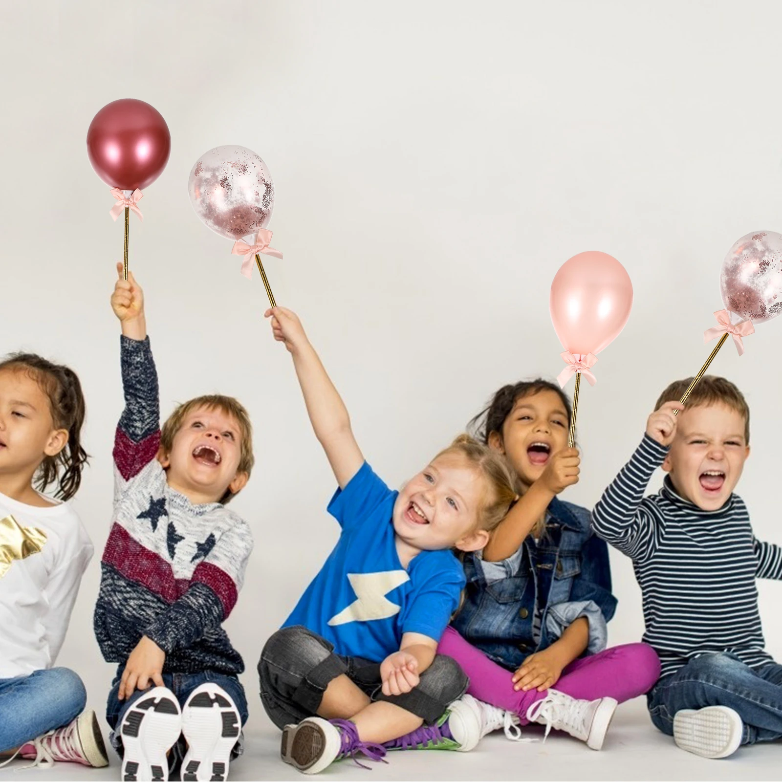 1 Juego de 1 Juego de tarjetas decorativas para decoración de tartas con globos brillantes para decoraciones de magdalenas para fiesta de boda y cumpleaños, ligeras y fáciles