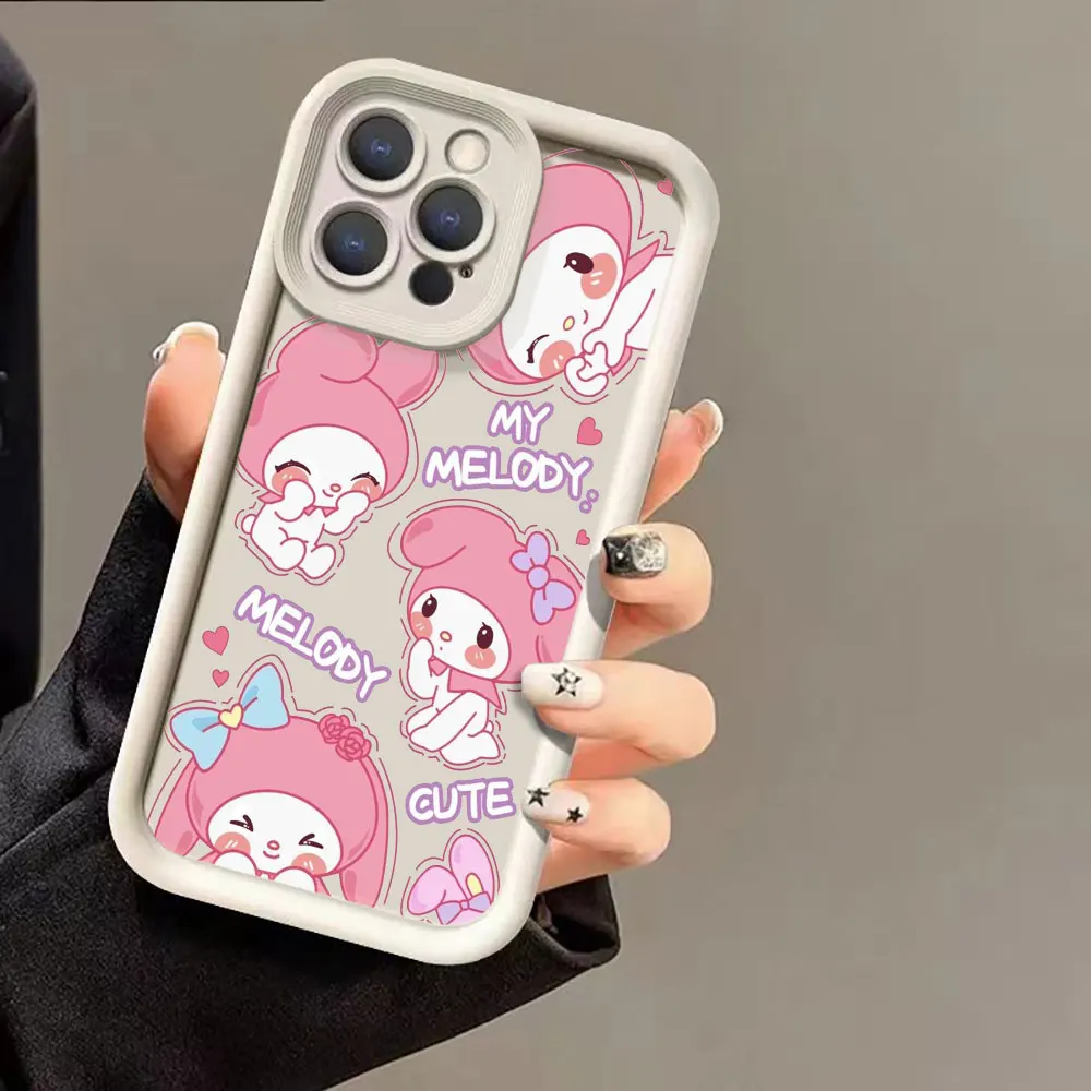 Милый чехол для телефона Cartoon My Melody для Samsung Galaxy S24 S25 S20 S21 S22 S23 Plus Fe Note 20 S24 Ultra 5G, жидкий силиконовый чехол