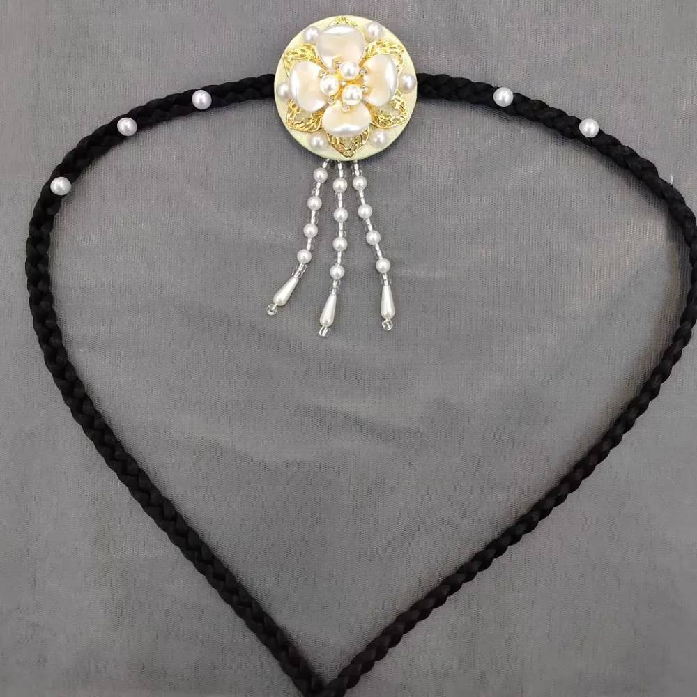 

Gift Flower Hanbok Wig Headdress Pearl Tassel Korea Ethnic Style Hairband Beaded Classical Stage Dance Hair Hoop Wedding