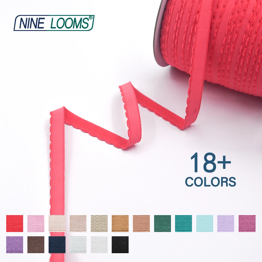 NINE LOOMS Picot BH-Träger, Gummibänder, 3/8 Zoll, 1/2 Zoll, 5/8 Zoll, 10 mm, 13 mm, 15 mm, Plüsch-Schulterband, Dessous-Nähbesätze, 50 100 Yard per Spule – Detail 4