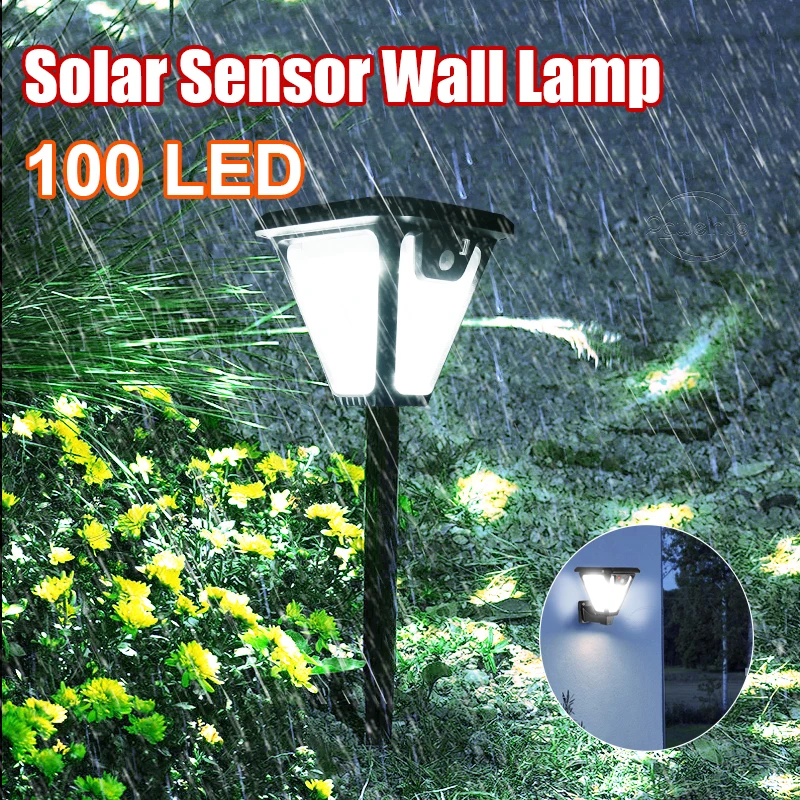 

НОВЫЙ Уличный светодиодный светильник на солнечной батарее с датчиком движения, садовый фонарь, перезаряжаемый, мощный прожектор на солнечной энергии, водонепроницаемый настенный светильник
