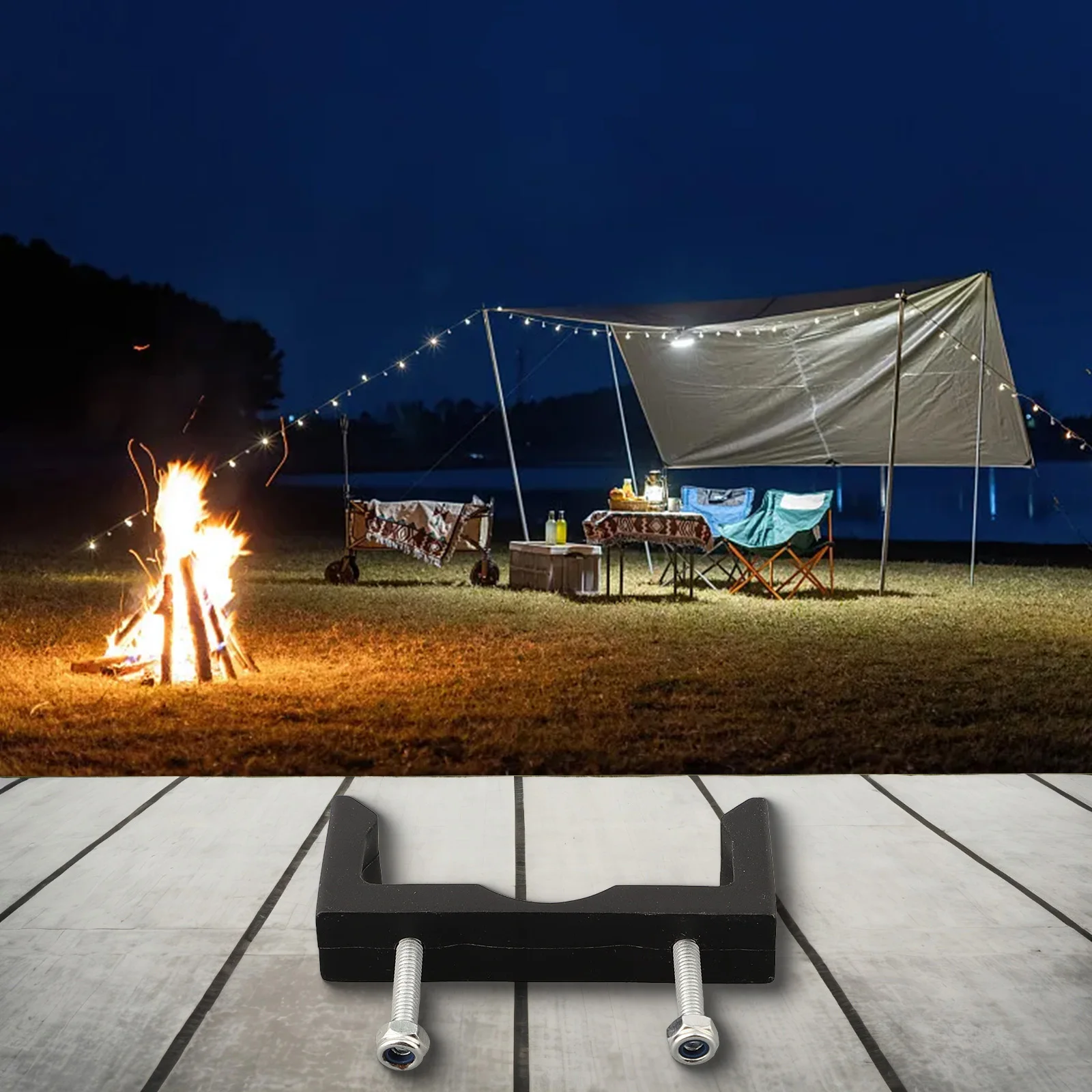 Camping Wagon Handle Handle Fixed Buckle Camping Garden About 18g Approx.5.2-5.5cm Black Color Plastic Material