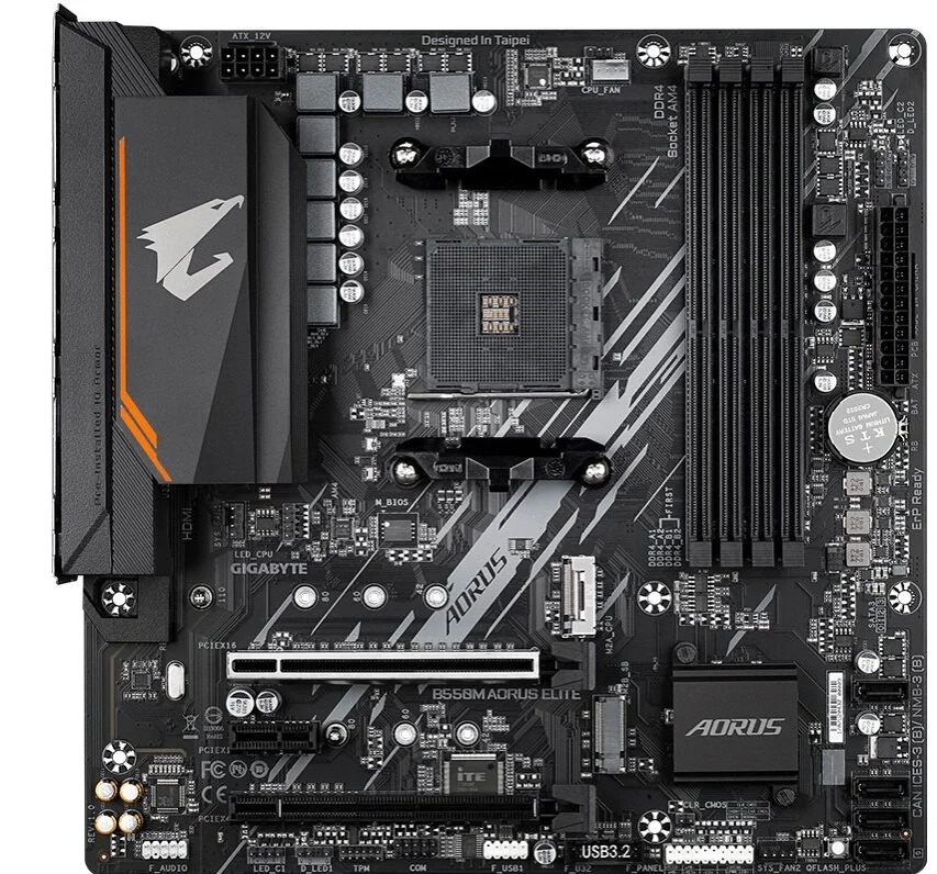 Новинка, Материнская плата GIGABYTE B550M AORUS ELITE Micro-ATX AMD B550 DDR4 4000(OC) МГц M.2 USB3.2 128G, двухканальная розетка AM4