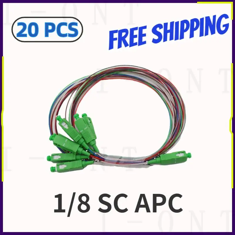 Free Shipping 20pcs / lot PLC Optical Splitter SC APC 1m 1X8 FTTH Fiber Optic Splitter Optical Coupler Singlemode Steel Pipe