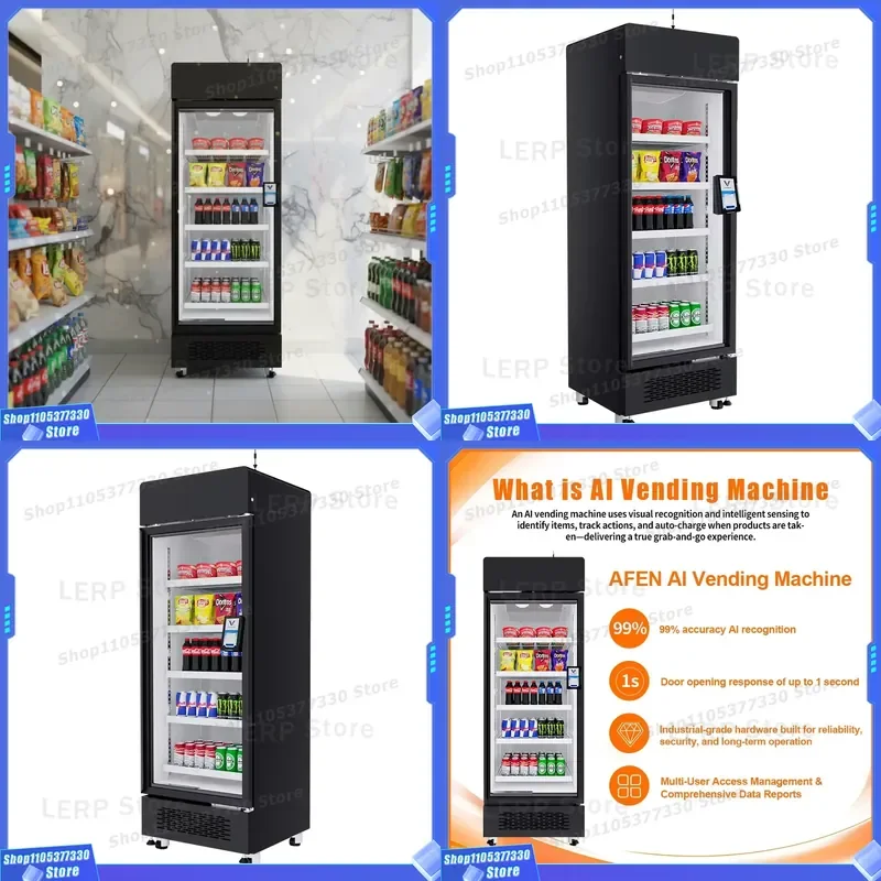 AFEN Smart Vending Machine 24/7 QR Code Refrigerated Snack Beverage Dispenser with Camera Pax Cashless Payment System