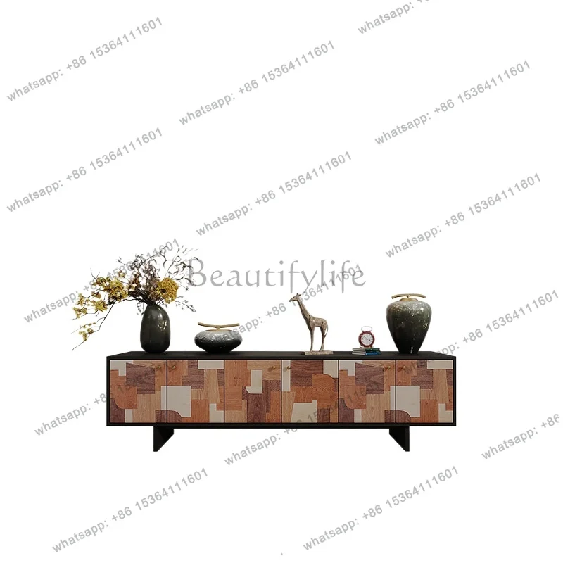 

Medieval TV cabinet, household living room against the wall, storage floor cabinet, modern high-end color matching