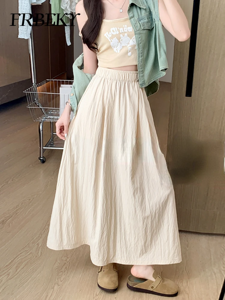 Elegant Women's Skirt Spring Summer New Casual Draping Sense of Mid-length Skirt High-waisted Wide-leg Pleated Half-body Skirts