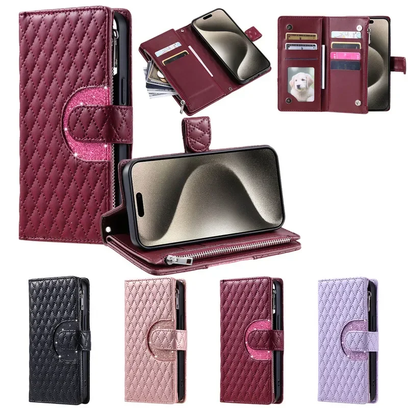 Phone S25 Ultra S25 plus PU Leather Case for Samsung Galaxy S24 S23 S22 S21 S20 S10 Ultra plus FE Solid Color Wallet Phone Cases