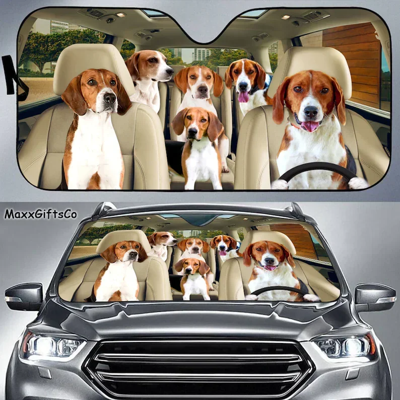 American Foxhound Car Sun Shade, American Foxhound Windshield, Dogs Family Sunshade, Dogs Car Accessories, Dogs Lovers Gift, Car