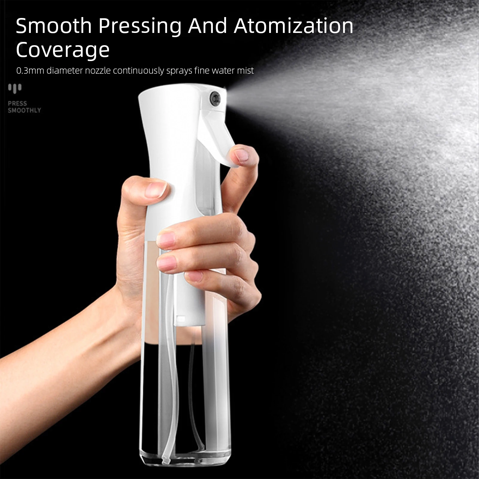 3pcs 200/300/500ml High Pressure Continuous Spray Bottle Hair Care Makeup Water Replenishing Spray Bottle Separate Bottle Press