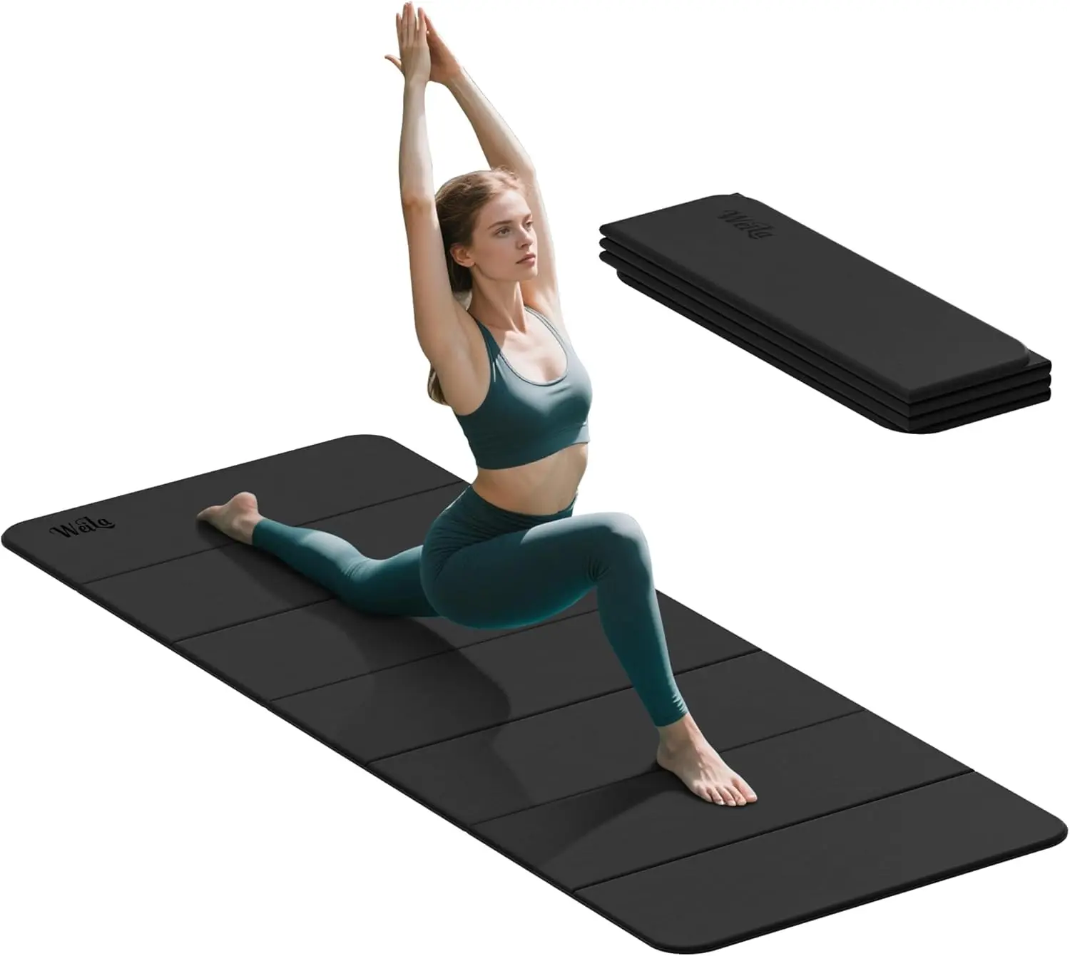 

Foldable Yoga Mat 71"x24", Lightweight POE, Non-Slip 1/4" for Home Gym & Pilates